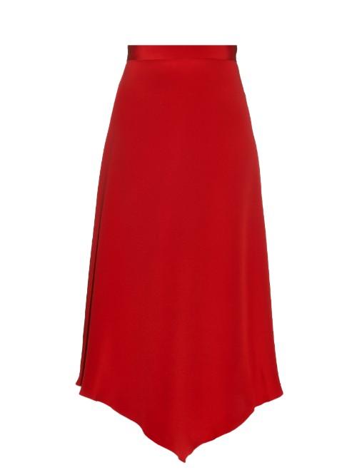 Juan Carlos Obando Diamond-hem Silk Midi Skirt