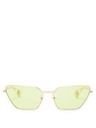 Matchesfashion.com Gucci - Angular Frame Metal Sunglasses - Womens - Gold Multi
