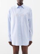 Marni - Oversized Pinstripe Cotton-poplin Shirt - Womens - Blue Stripe