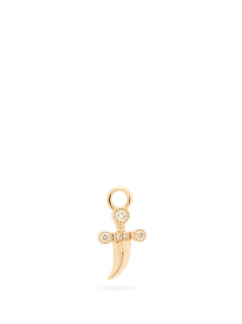 Matchesfashion.com Maria Tash - Diamond & 18kt Gold Dagger Charm - Womens - Yellow Gold