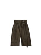 Matchesfashion.com Tibi - Stella Belted Cotton-drill Wide-leg Shorts - Womens - Khaki