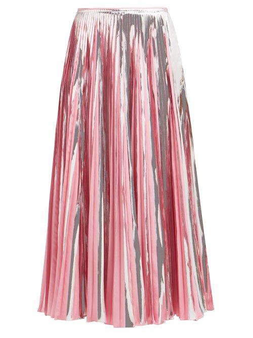 Matchesfashion.com Marni - Striped Pleated Midi Skirt - Womens - Pink Multi
