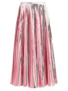 Matchesfashion.com Marni - Striped Pleated Midi Skirt - Womens - Pink Multi