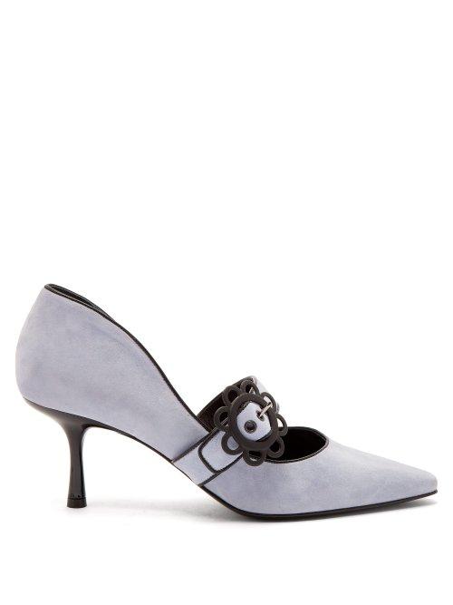 Matchesfashion.com Fabrizio Viti - Daisy D'orsay Suede Pumps - Womens - Light Blue