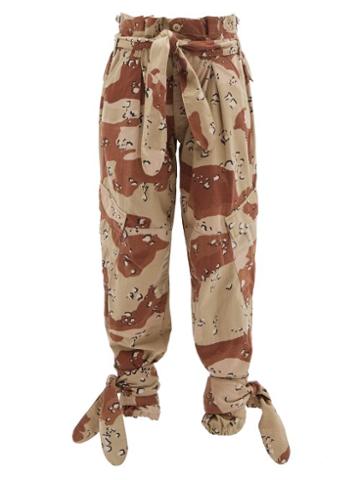 Matchesfashion.com Re/done Originals - X The Attico Camouflage Paperbag Waist Trousers - Womens - Beige Multi