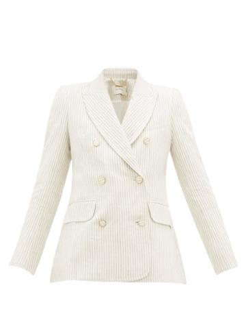 Matchesfashion.com Zimmermann - Super Eight Double-breasted Striped Linen Blazer - Womens - Beige Stripe