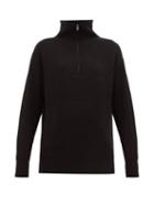 Matchesfashion.com Nili Lotan - Benni Half Zip Ribbed Cashmere Sweater - Womens - Black
