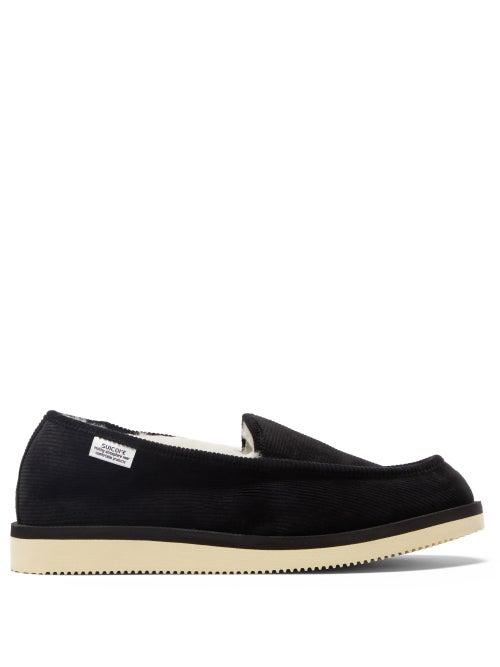 Suicoke - Ssd-comab Shearling-lined Corduroy Slippers - Mens - Black