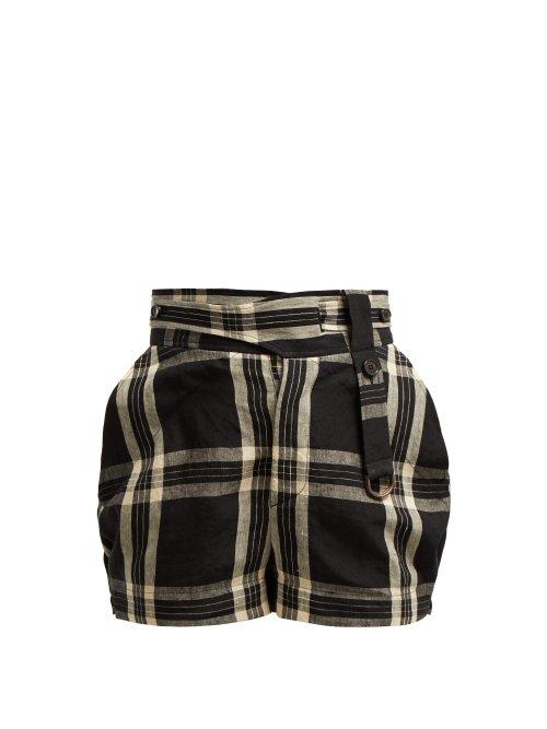 Matchesfashion.com Vivienne Westwood - Checked Linen Shorts - Womens - Black Multi