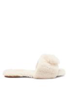 Matchesfashion.com Aquazzura - Foxy Pompom-embellished Shearling Slides - Womens - Cream