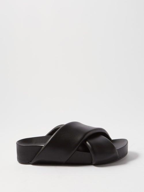 Jil Sander - Padded Leather Platform Slides - Womens - Black