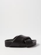 Jil Sander - Padded Leather Platform Slides - Womens - Black