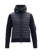 Matchesfashion.com Moncler - Down-quilted Wool-blend Hooded Cardigan - Mens - Navy