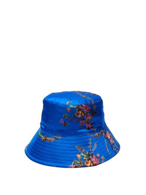 Matchesfashion.com Preen By Thornton Bregazzi - Holly Floral Print Silk Hat - Womens - Blue