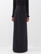Raey - High-rise Wool-blend Tailored Maxi Skirt - Womens - Navy