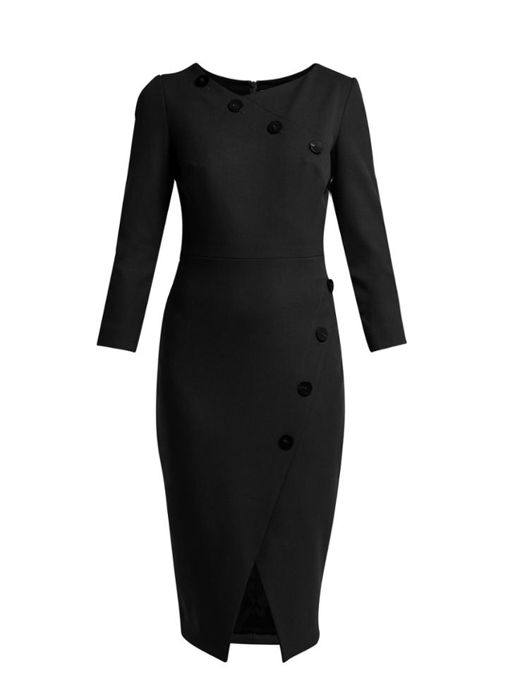 Cefinn Button-embellished Stretch-ponte Midi Dress
