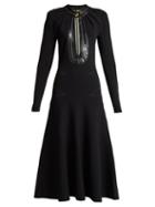 Matchesfashion.com Proenza Schouler - Keyhole Leather Trimmed Stretch Knit Dress - Womens - Black