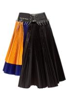 Matchesfashion.com Chopova Lowena - Pleated Colour Block Asymmetric Mini Skirt - Womens - Multi