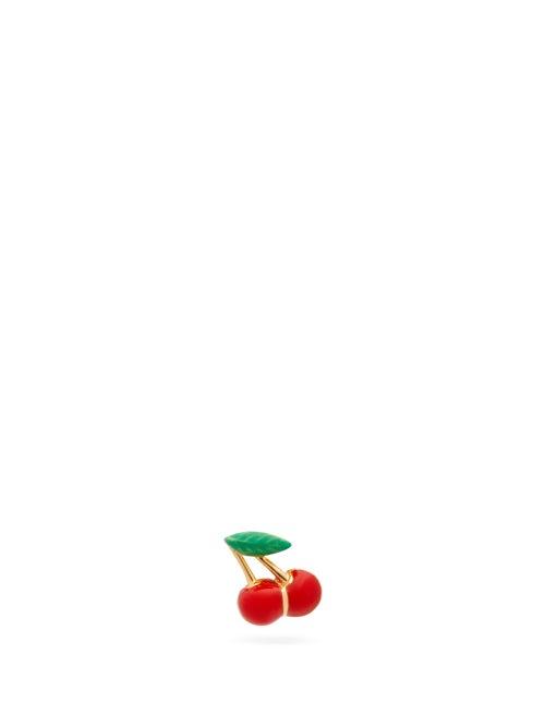 Matchesfashion.com Alison Lou - Cherry 14kt Gold Single Stud Earring - Womens - Gold
