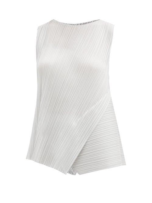 Matchesfashion.com Pleats Please Issey Miyake - Sleeveless Panelled Technical-pleated Top - Womens - Light Grey