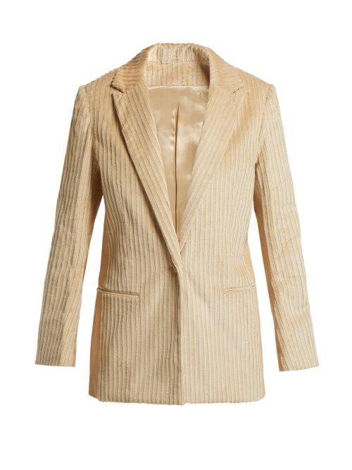 Matchesfashion.com Koch - Panelled Corduroy Blazer - Womens - Beige