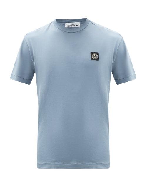 Matchesfashion.com Stone Island - Logo-appliqu Garment-dyed Cotton-jersey T-shirt - Mens - Blue