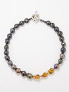 Completedworks - Baroque Pearl, Resin & Sterling-silver Necklace - Mens - Black