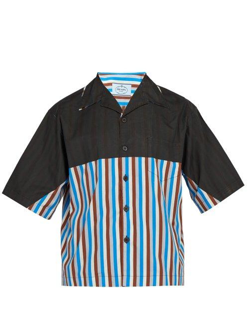 Matchesfashion.com Prada - Striped Short Sleeved Shirt - Mens - Blue Multi
