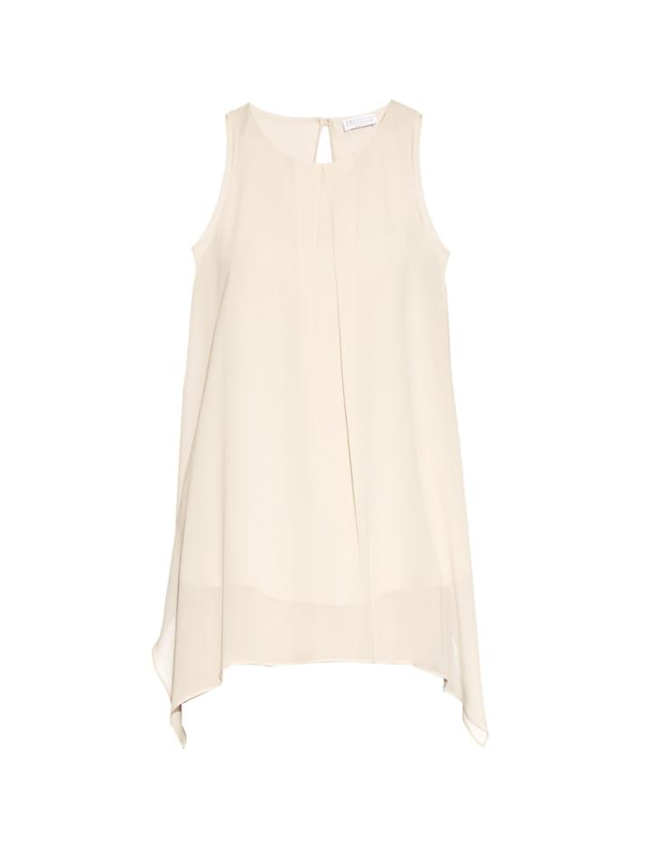 Brunello Cucinelli Pleated Silk-blend Crepe Top