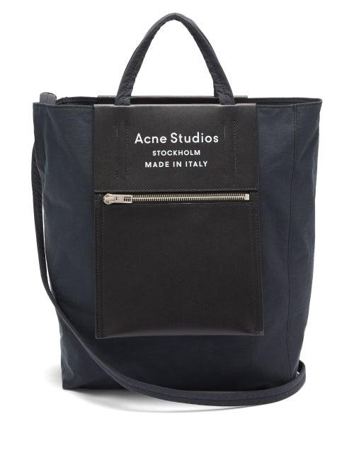 Acne Studios - Leather-panel Medium Canvas Tote Bag - Womens - Black