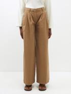 Nili Lotan - Dillon Cotton-blend Wide-leg Trousers - Womens - Light Brown