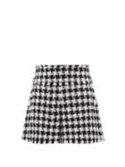 Ladies Rtw Balmain - Houndstooth Cotton-blend Tweed Shorts - Womens - Black White