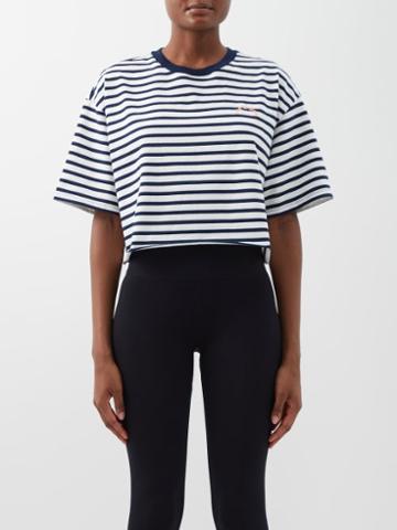 The Upside - Francisco Gigi Striped Cropped Cotton T-shirt - Womens - Navy Stripe