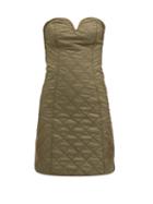 Matchesfashion.com Ganni - Strapless Quilted Recycled-ripstop Mini Dress - Womens - Khaki