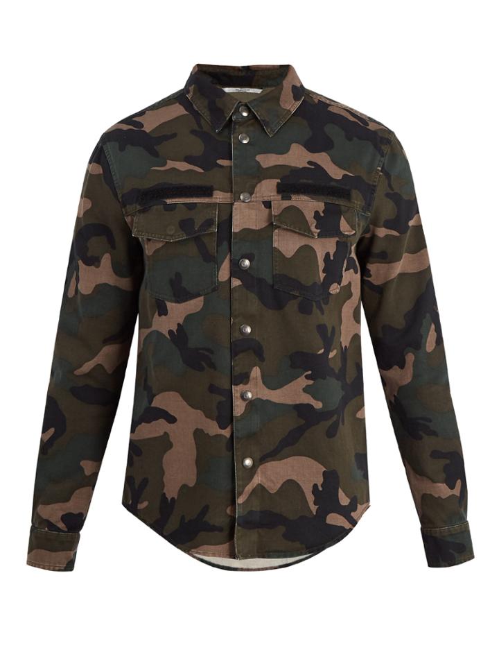 Valentino Detachable-hood Camouflage-print Field Jacket