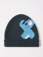 Jw Anderson - Elephant-intarsia Merino Beanie Hat - Mens - Dark Green Multi