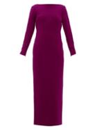 Matchesfashion.com Rebecca De Ravenel - Jamie Scoop Neck Wool Crepe Maxi Dress - Womens - Dark Pink