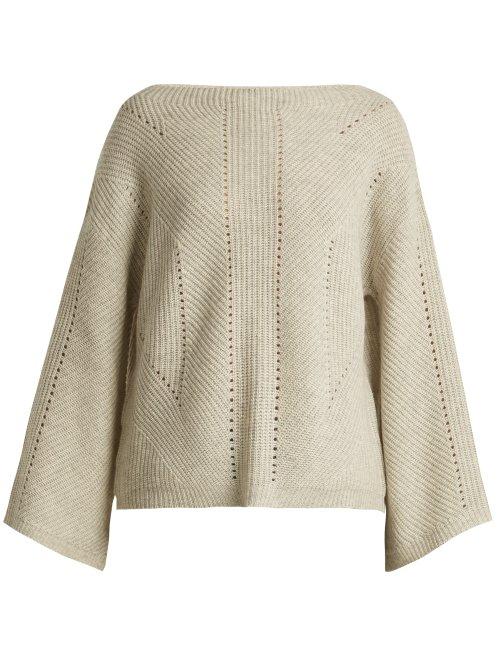 Matchesfashion.com Nili Lotan - Leyton Bell Sleeve Cashmere Sweater - Womens - Light Grey