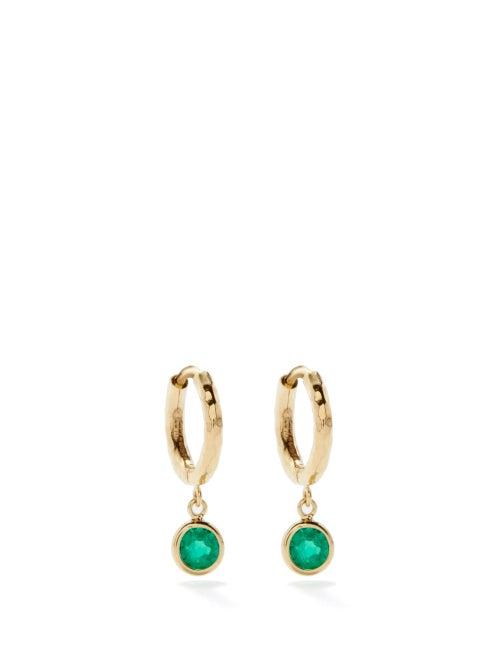 Octavia Elizabeth - Charmed Gabby Micro Emerald & 18kt Gold Earrings - Womens - Green Gold