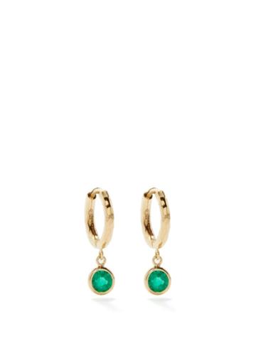 Octavia Elizabeth - Charmed Gabby Micro Emerald & 18kt Gold Earrings - Womens - Green Gold