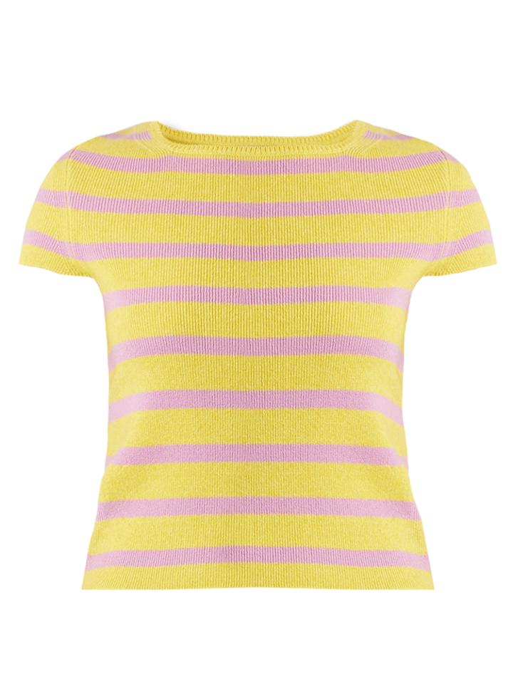 Barrie Striped Cashmere Top