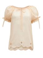 Matchesfashion.com Innika Choo - Daily Graind Embroidered Linen Blouse - Womens - Beige