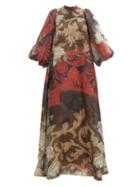 Biyan - Illou Montage-print Silk-organza Maxi Dress - Womens - Multi