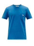 Matchesfashion.com Maison Kitsun - Profile Fox-patch Cotton-jersey T-shirt - Mens - Blue