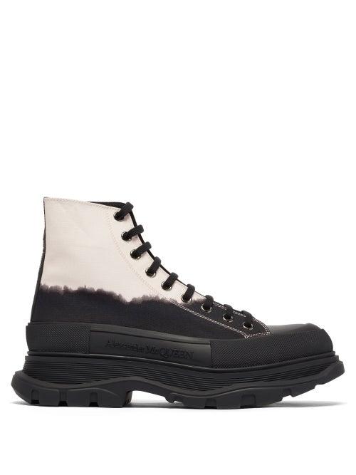 Matchesfashion.com Alexander Mcqueen - Tread Slick Tie-dye Chunky-sole Canvas Trainers - Mens - Black Multi