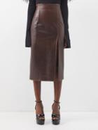 16arlington - Fonda High-rise Leather Midi Skirt - Womens - Burgundy