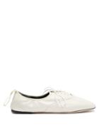 Matchesfashion.com Loewe - Square Toe Flat Leather Shoes - Womens - White