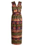 Stella Jean Multi-print V-neck Apron Dress
