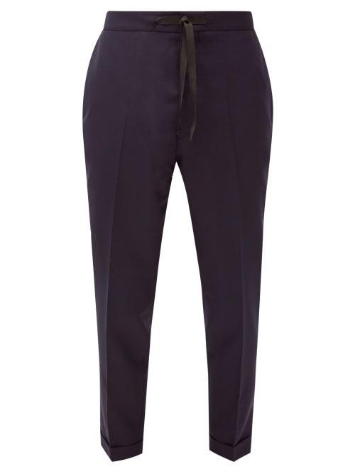 Matchesfashion.com Officine Gnrale - Joseph Elasticated-waist Wool-fresco Trousers - Mens - Navy