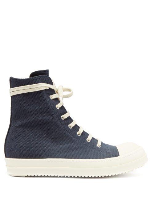 Matchesfashion.com Rick Owens Drkshdw - Geobasket High Top Canvas Trainers - Mens - Navy